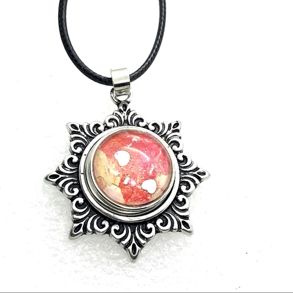 Star Snowflake Necklace Handmade 20mm snap SN20 Christmas display - Picture 1 of 3